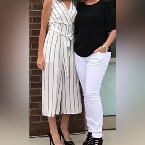 Sienna Sky White and Black Striped Jumpsuit